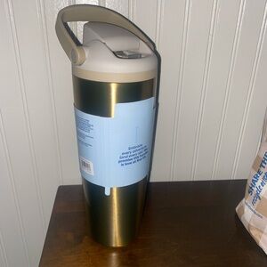 Insulated Metallic Olive Green Travel Bottle with Carry Handle